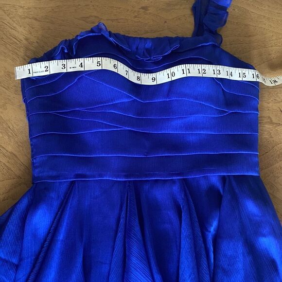 Aidan Mattox Cobalt Blue Fairycore Hi-Low Single Strap Formal Dress/ Gown Size 6 - Picture 9 of 11